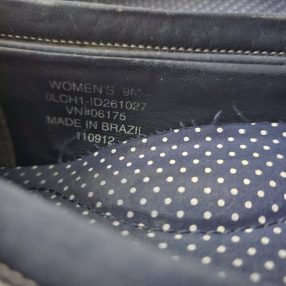 LL Bean Coastal Rain Low Duck Skimmers Womens Size 9M Navy Patent Blue - Picture 8 of 11